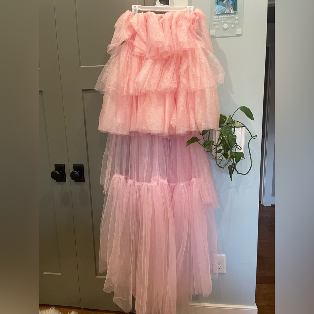 CAAMP pink dress ruffled and tiered gauze/ tulle